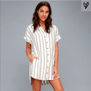 Lulu’s White and Grey Striped Dress